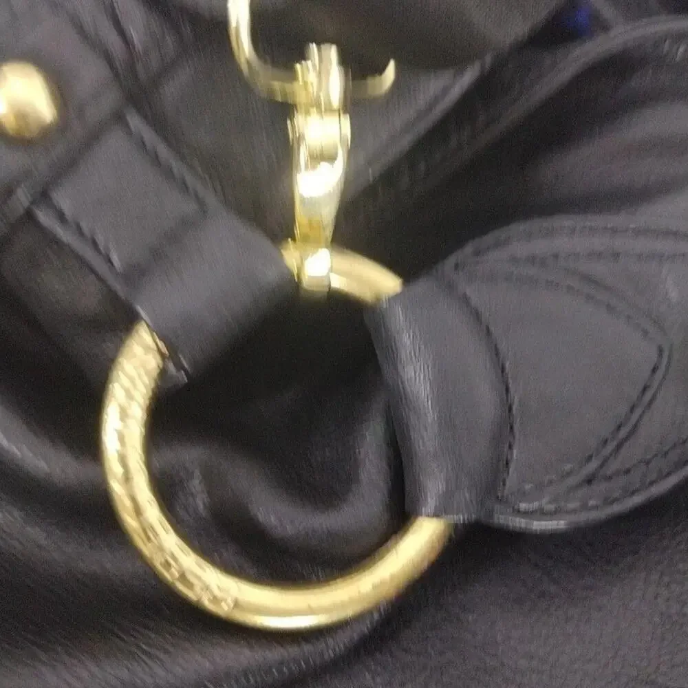 Rebecca Minkoff Hobo Bag Womens Large Black Leather Studded Gold Shoulder Purse